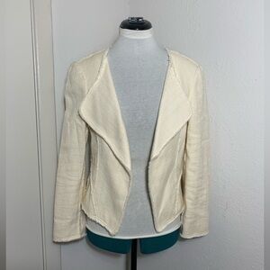 Derek Lam 10 Crosby cream raw edge open front blazer size 8